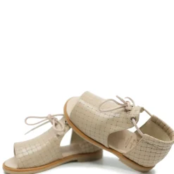 Manuela De Juan Manuela Taupe Weave Lace Baby Sandal Outlet