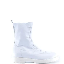 Manuela De Juan Manuela White Leather Button Boot Sale