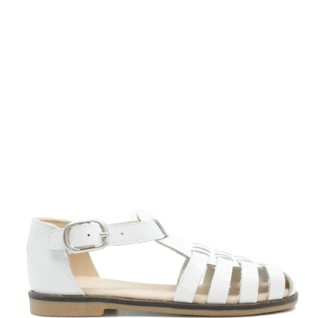 Manuela De Juan Manuela White Patent Gladiator Sandal Sale