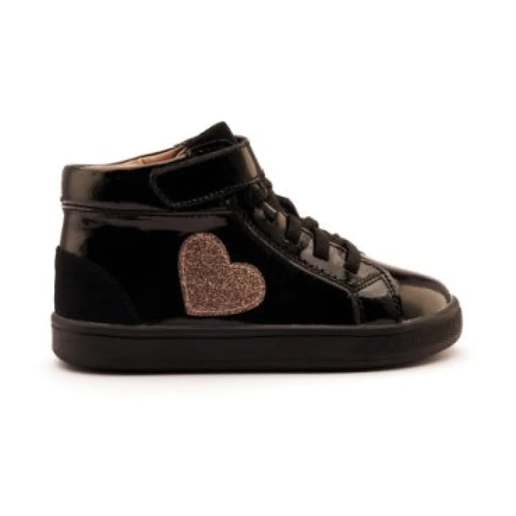 Old Soles Black Patent Heart Sneaker Best