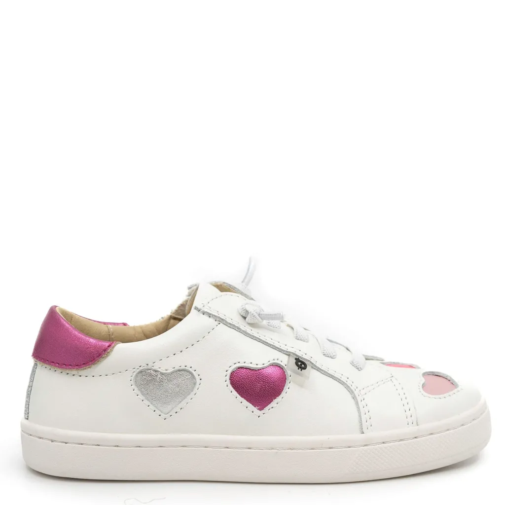 Old Soles White and Pink Heart Sneaker Hot