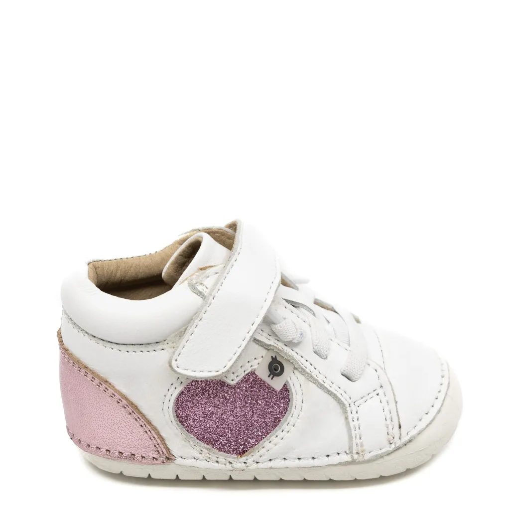 Old Soles White and Pink Heart Baby Sneaker Best