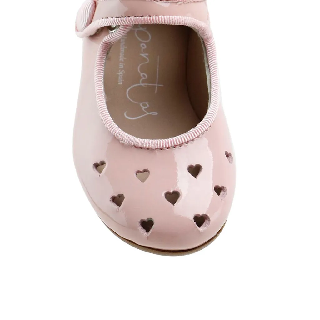 Papanatas Baby Pink Patent Heart Cutout Mary Jane Sale