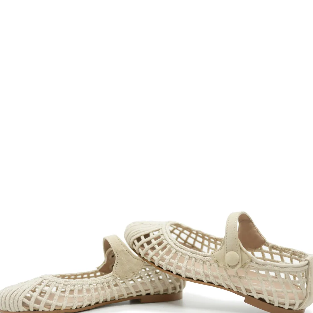 Papanatas Beige Basketweave Mary Jane Fashion