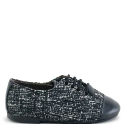 Papanatas Black and White Tweed Captoe Oxford Fashion