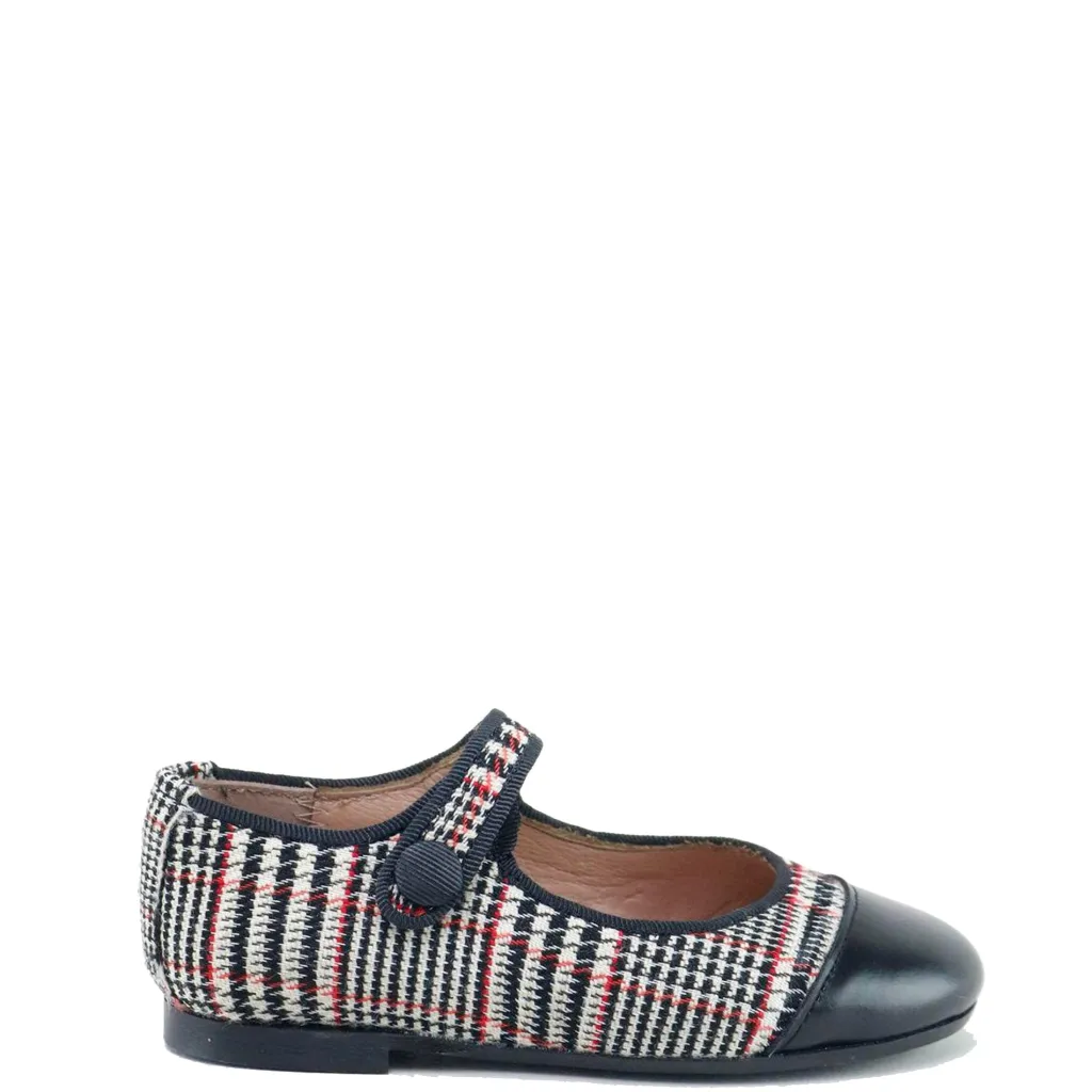 Papanatas Black and White Plaid Captoe Mary Jane Hot