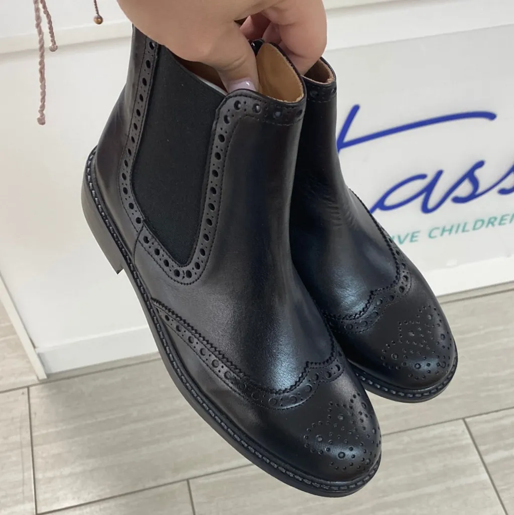 Papanatas Black Leather Wingtip Boot Clearance