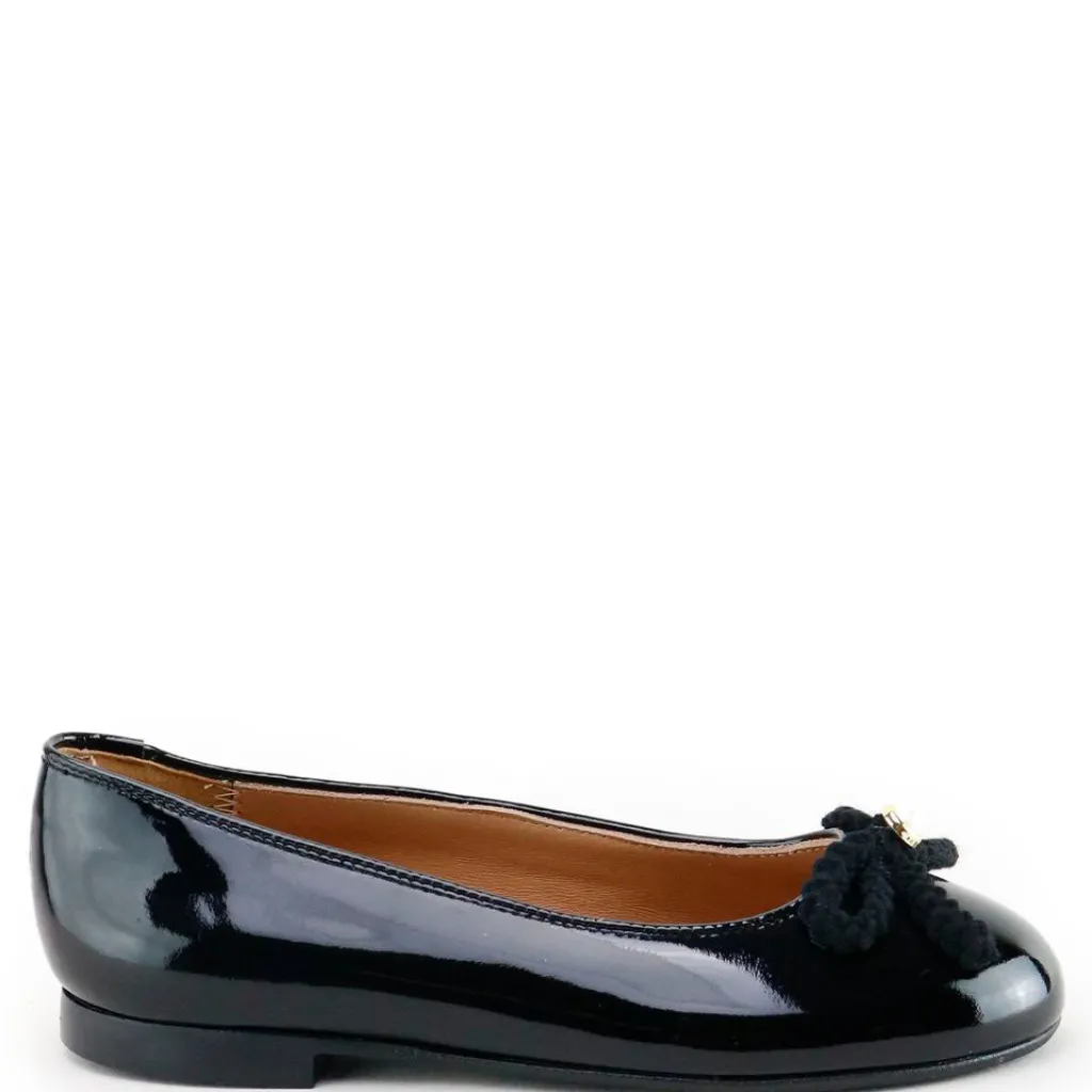Papanatas Black Patent Bow Ballet Flat Discount