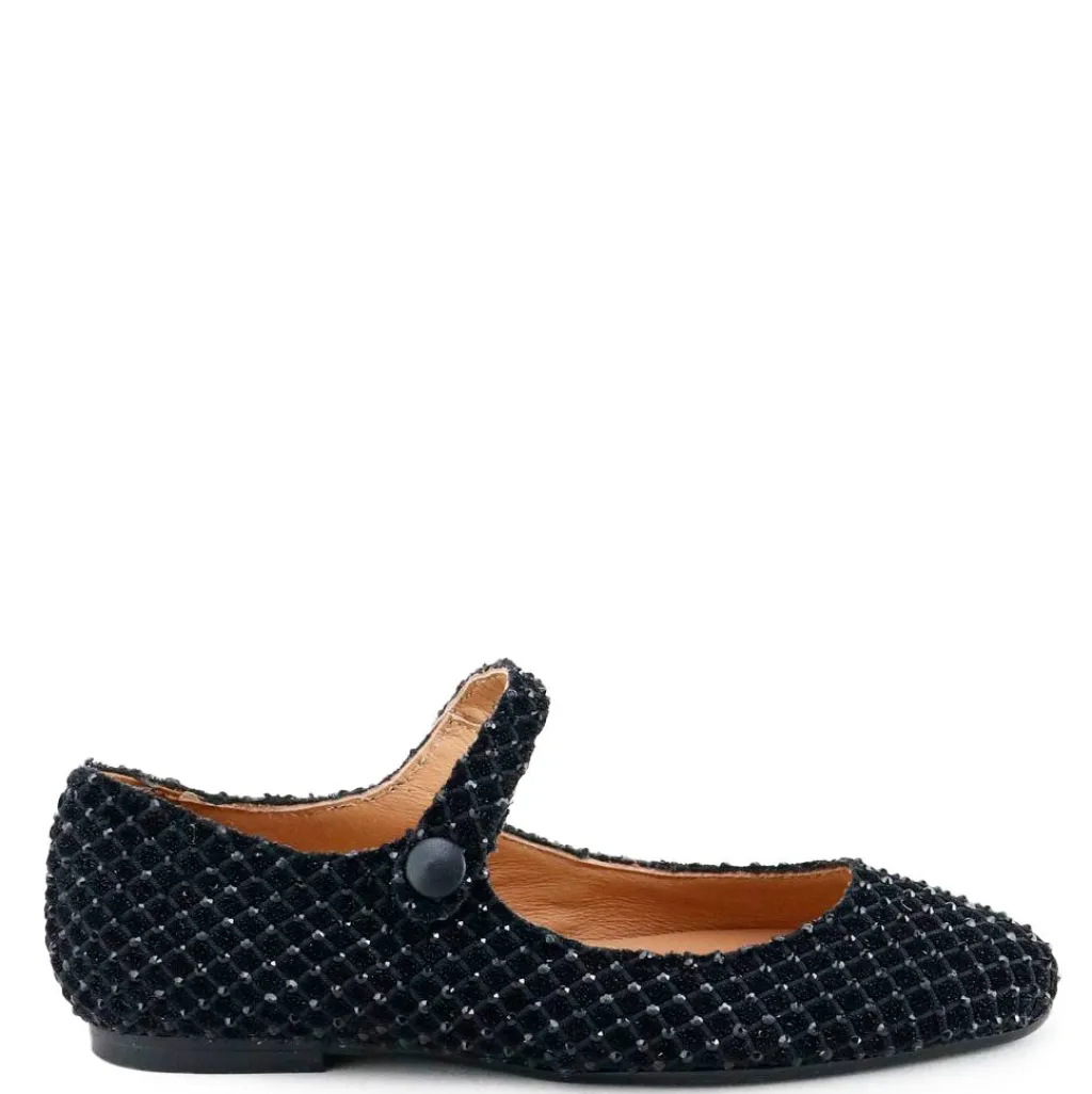 Papanatas Black Rhinestone Pointed Mary Jane New