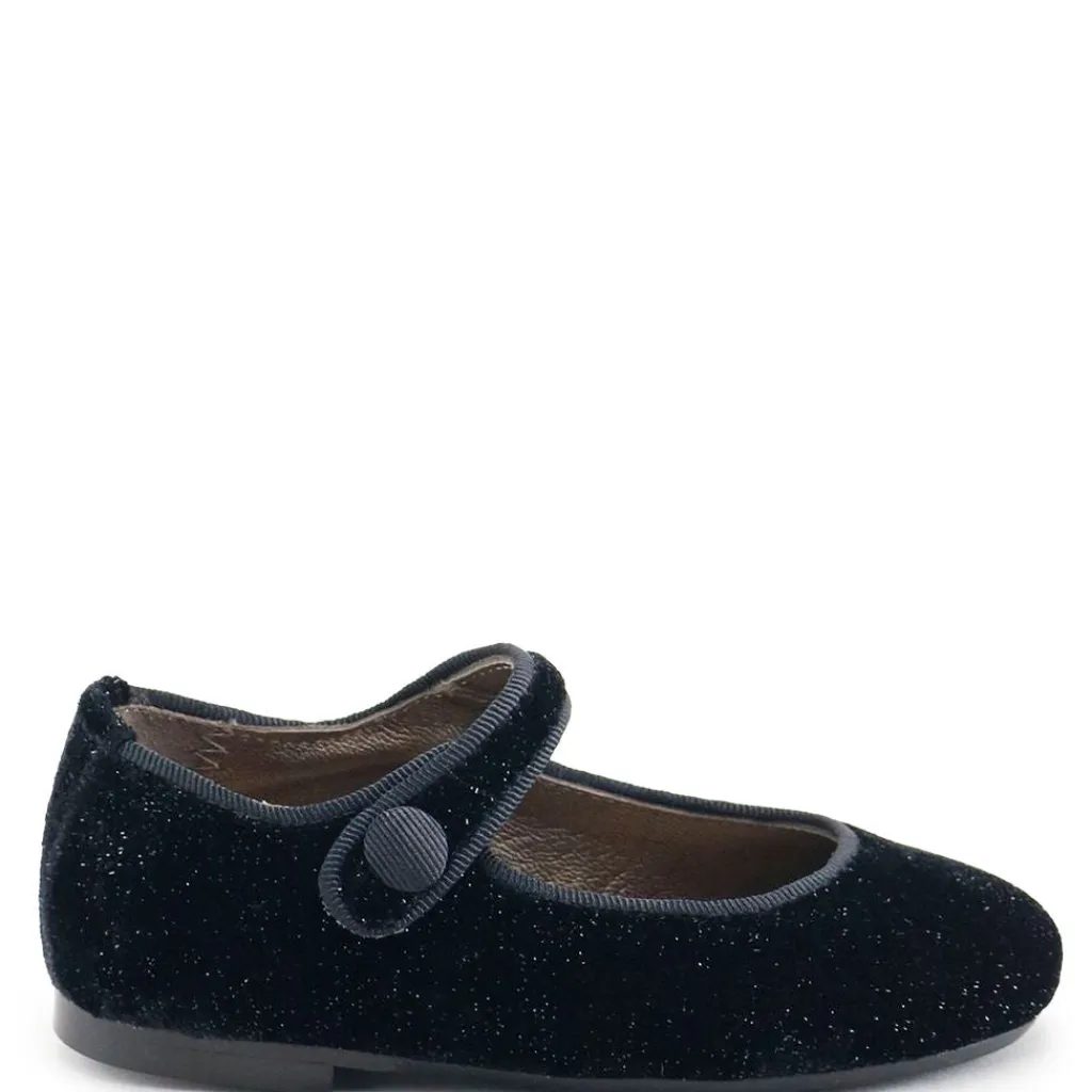 Papanatas Black Sparkle Velvet Mary Jane Online