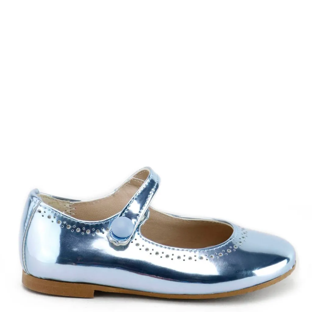 Papanatas Blue Metal Perforated Mary Jane Clearance