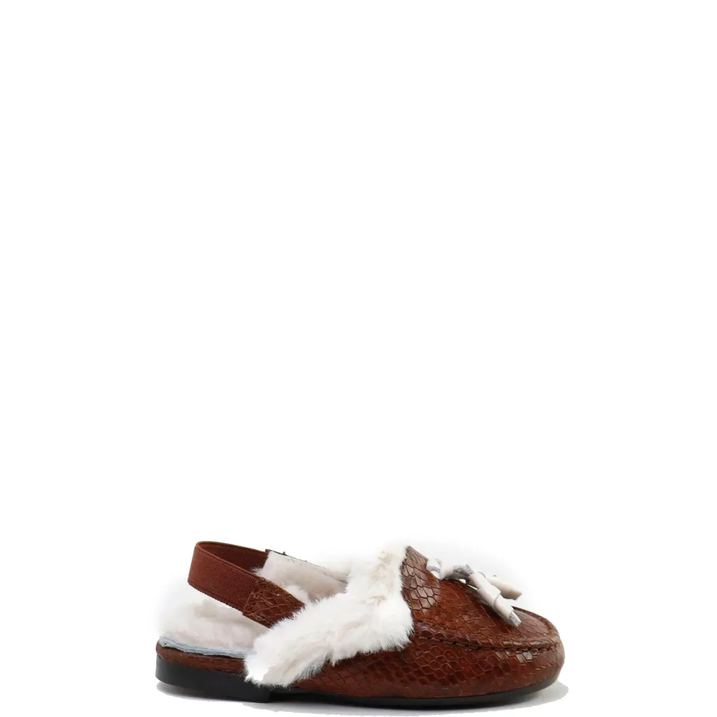 Papanatas Brown Snakeskin and Fur Mule Online