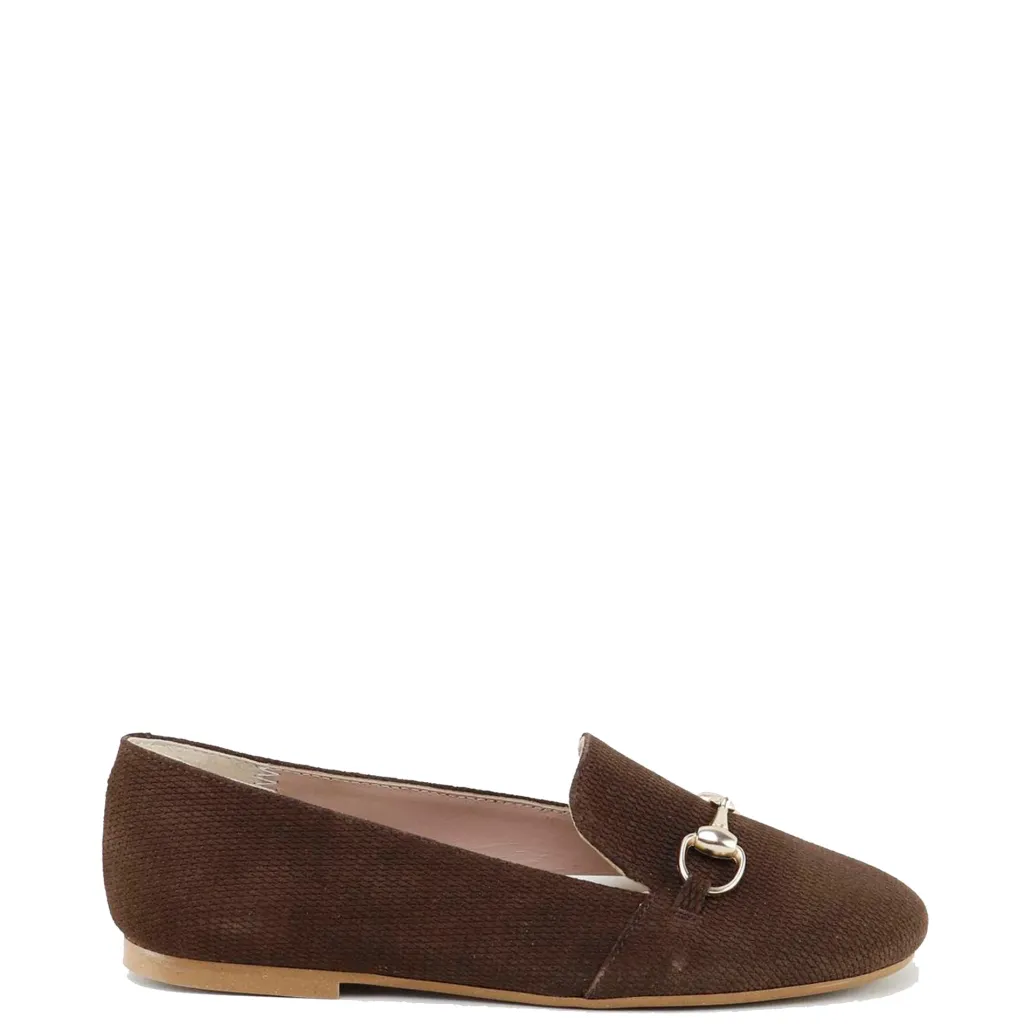 Papanatas Brown Textured Buckle Loafer Online