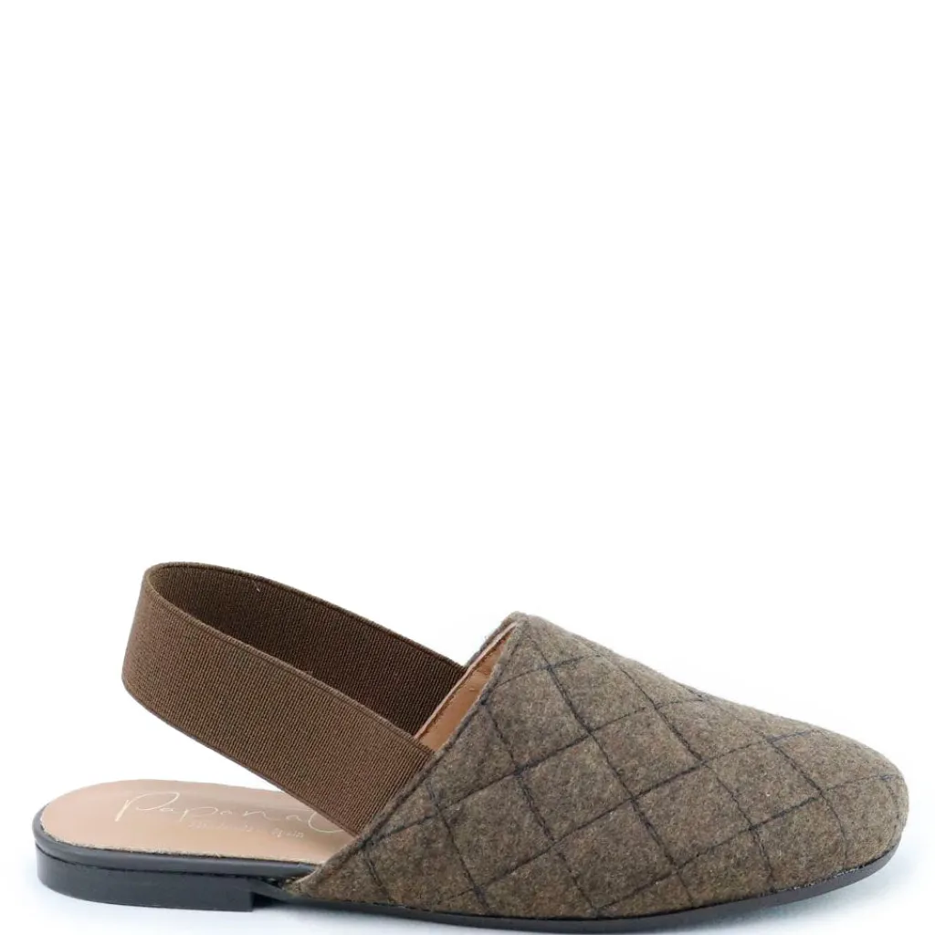 Papanatas Brown Wool Quilted Mule Discount