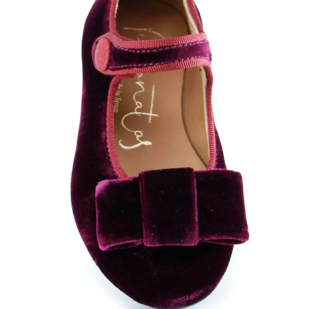 Papanatas Burgundy Velvet Bow Mary Jane Fashion