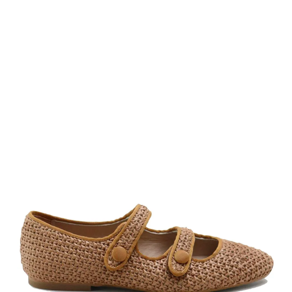 Papanatas Camel Rattan Double Strap Mary Jane Best