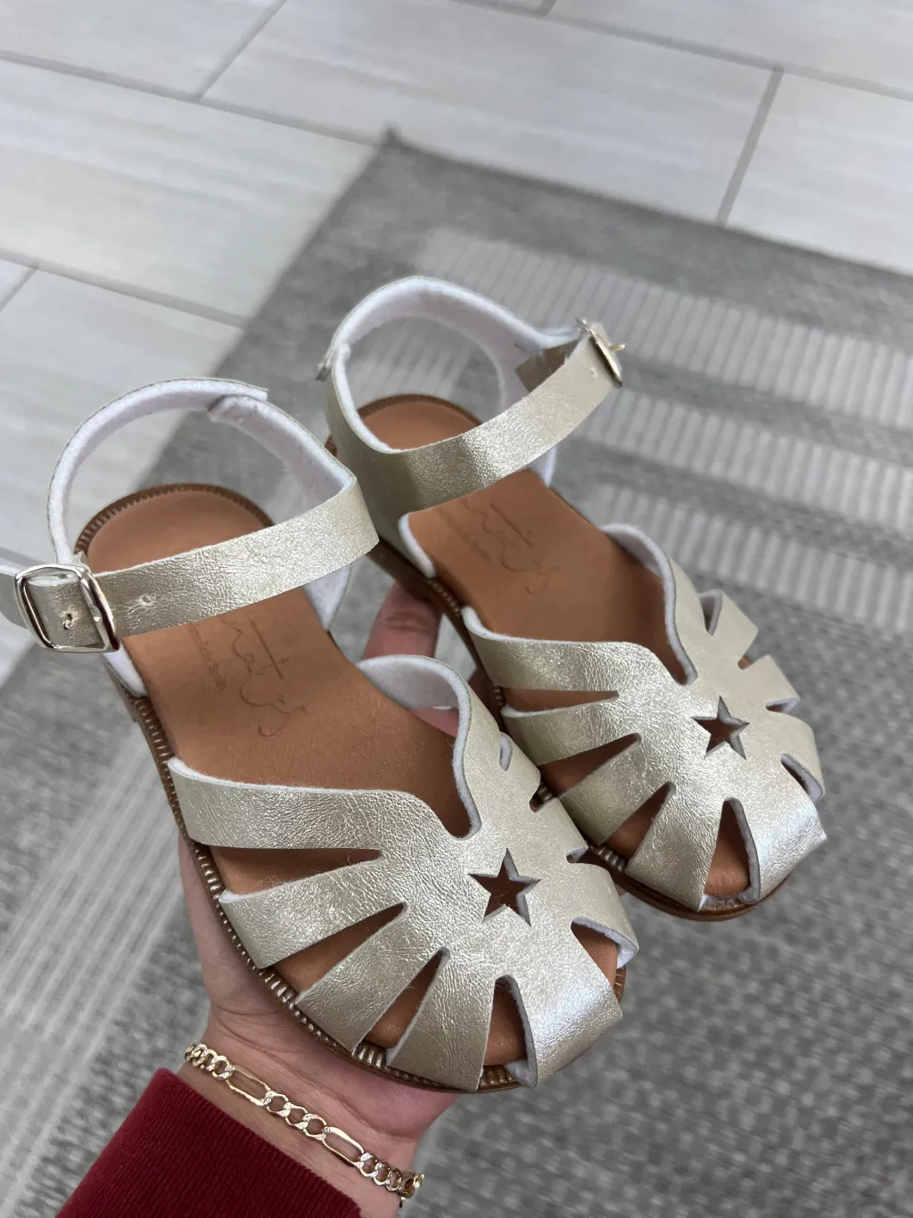 Papanatas Champagne Gladiator Star Sandal New