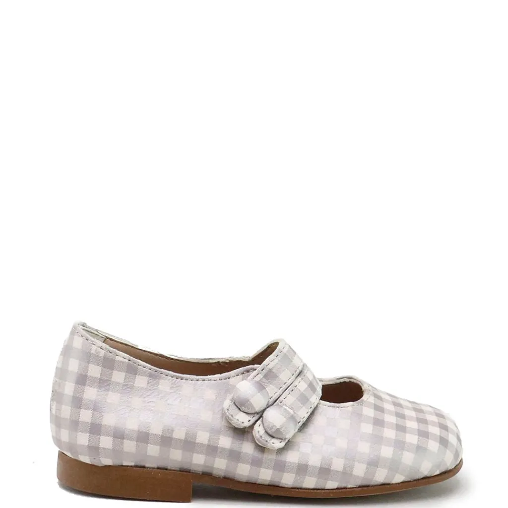 Papanatas Cream Checkered Double Strap Mary Jane Best