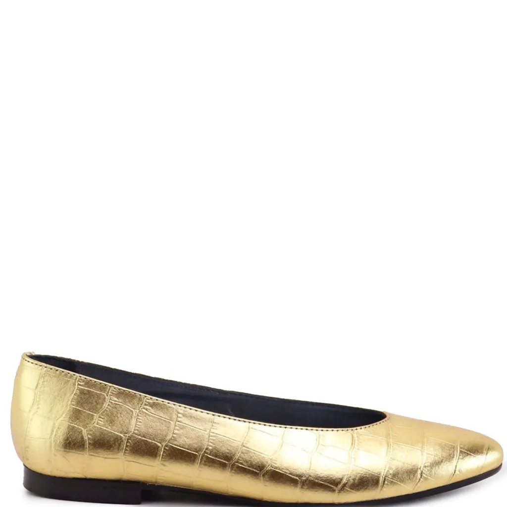 Papanatas Gold Croc V Flat Discount