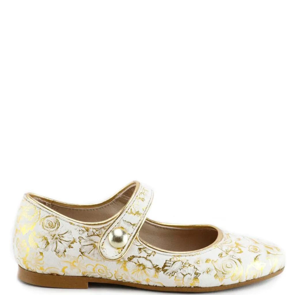 Papanatas Gold Floral Pointed Mary Jane Discount