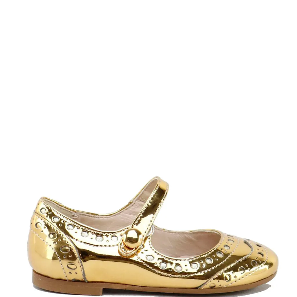 Papanatas Gold Metal Wingtip Mary Jane Best