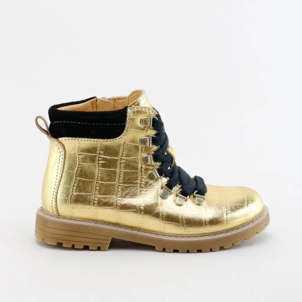 Papanatas Gold Metallic Croc Bootie Discount