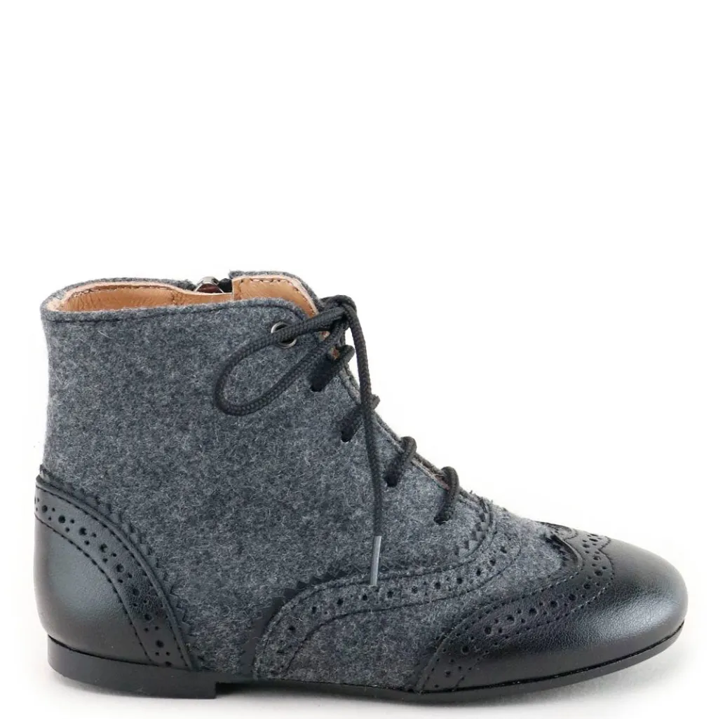 Papanatas Gray and Black Wingtip Bootie Sale