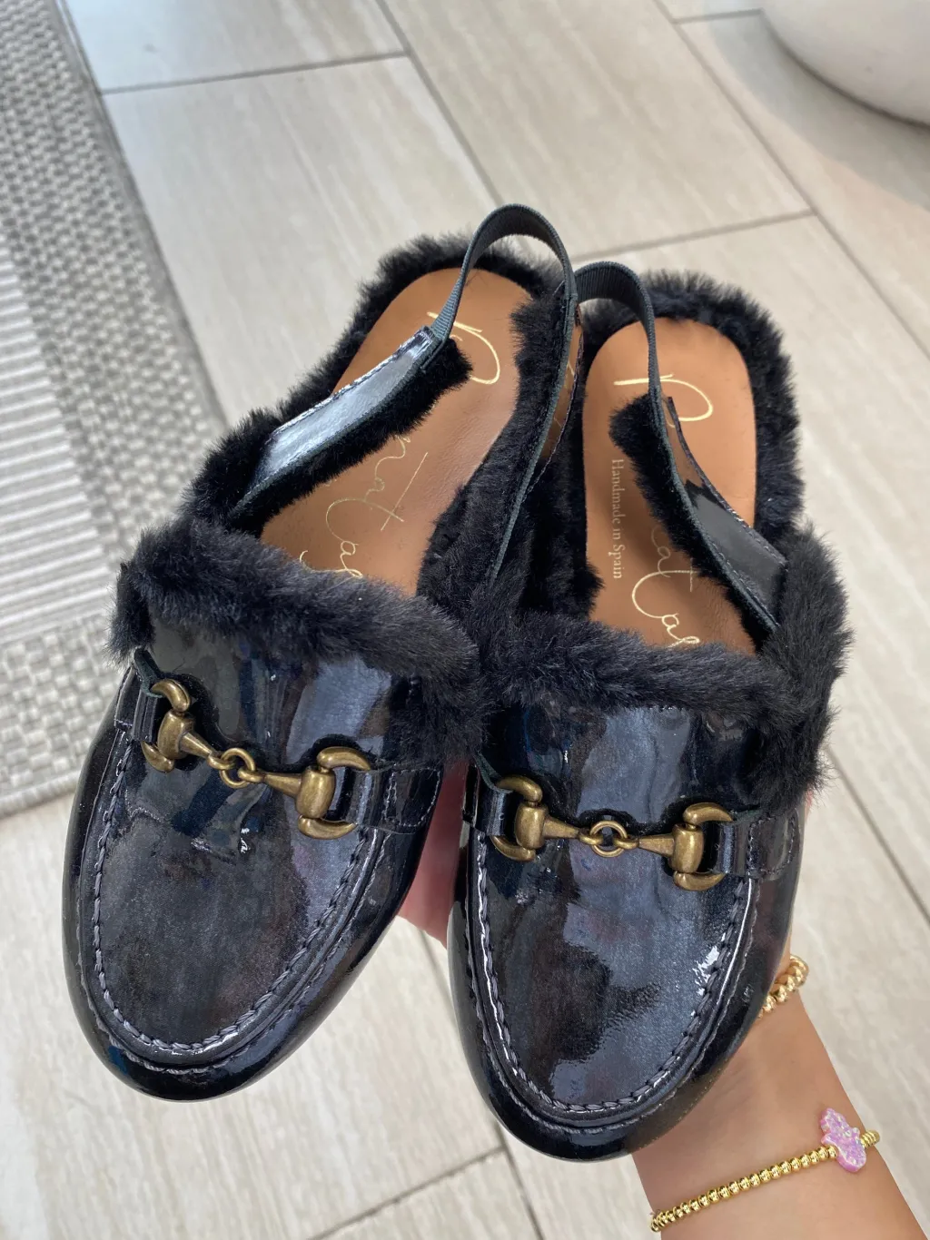 Papanatas Gray Patent Buckle Mule Hot