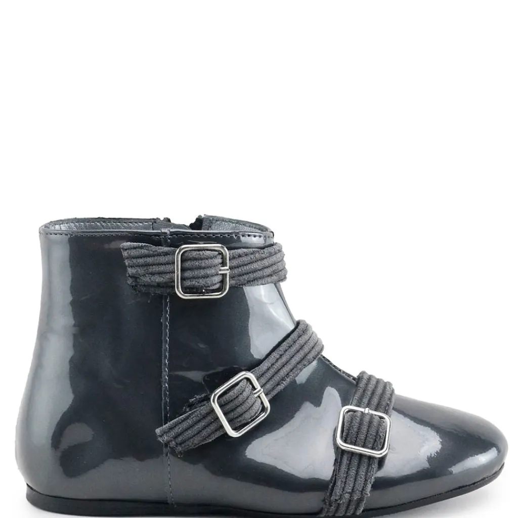 Papanatas Gray Patent Buckle Bootie Best