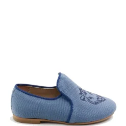 Papanatas Indigo Linen Lion Smoking Loafer New