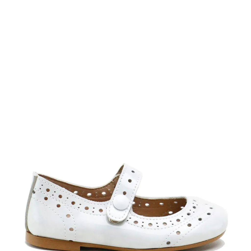 Papanatas Light Gray Patent Perforated Mary Jane New