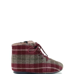 Papanatas Maroon Plaid Zipper Bootie Hot