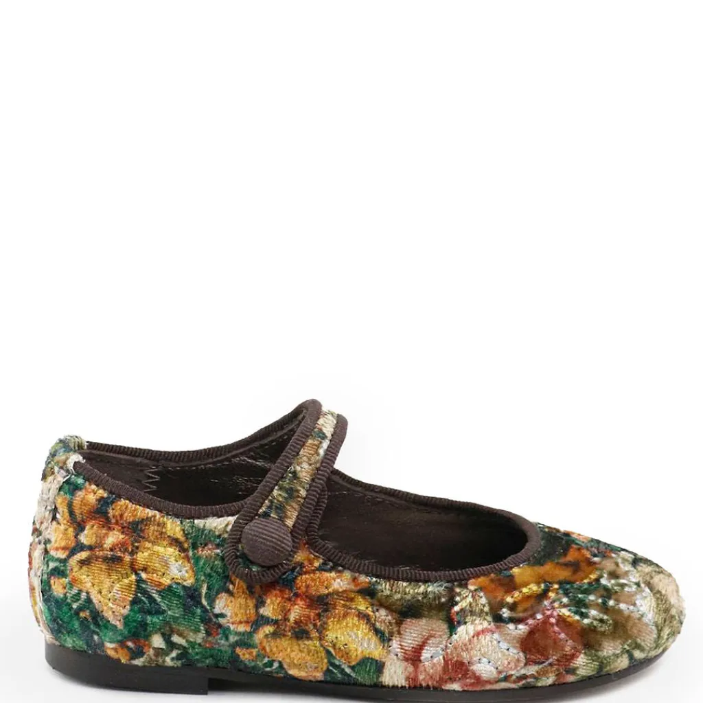 Papanatas Multi Forest Floral Velvet Mary Jane Outlet