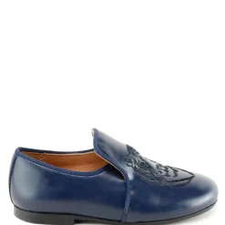 Papanatas Navy Embroidered Smoking Loafer Discount