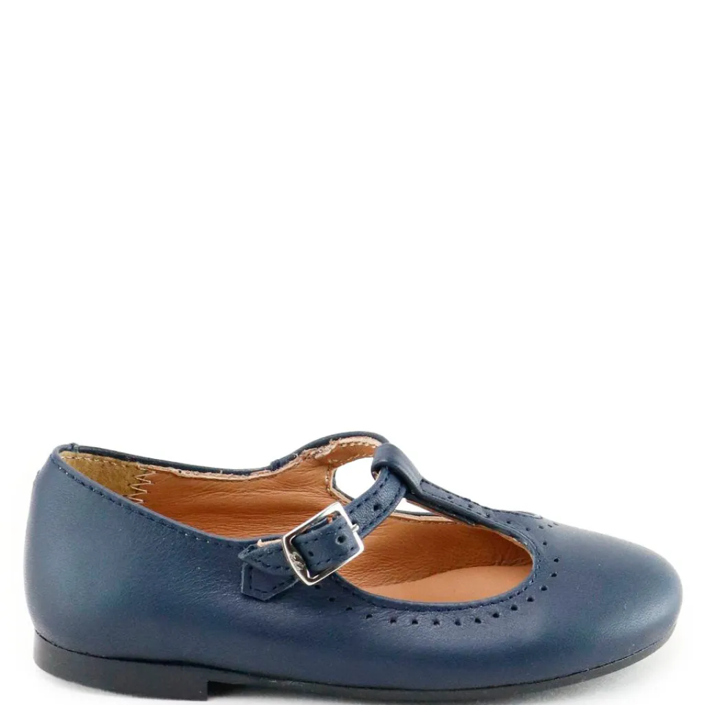 Papanatas Navy Leather T Strap Mary Jane Fashion