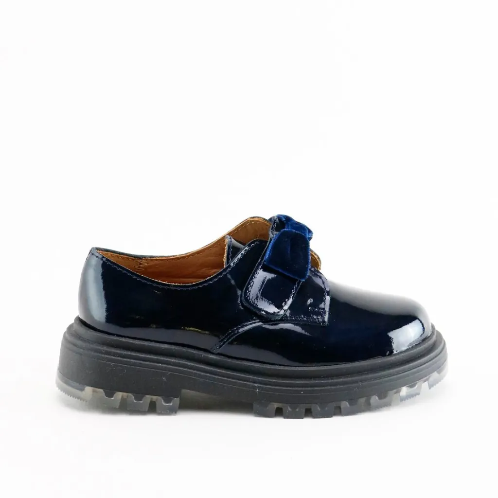 Papanatas Navy Patent Bow Chunky Loafer Best