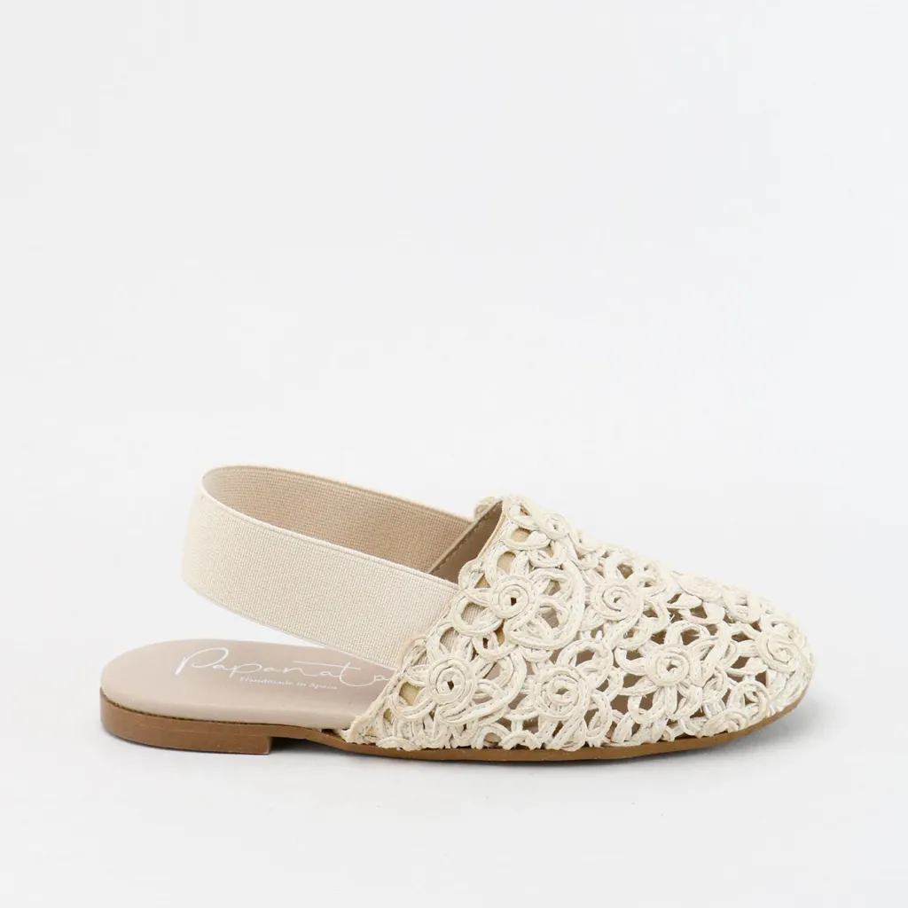 Papanatas Nude Floral Open Weave Mule Hot