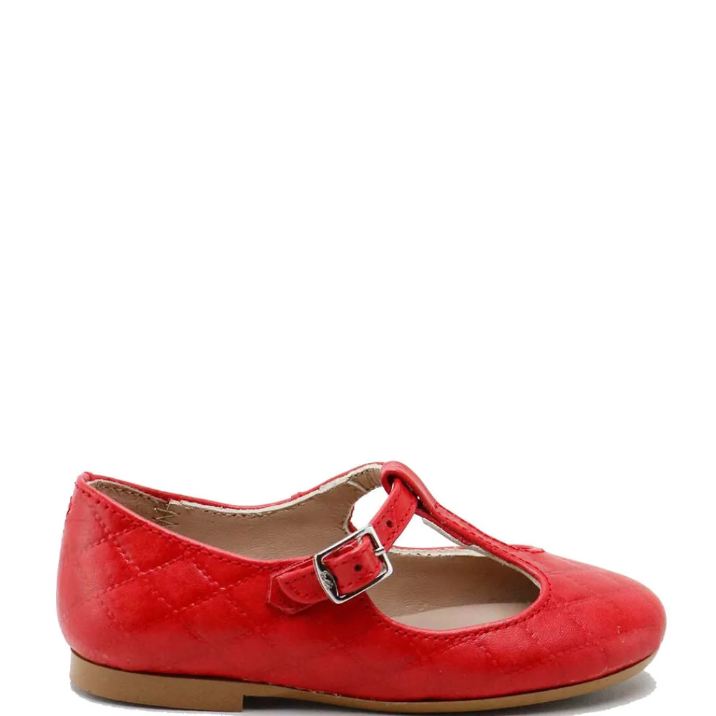 Papanatas Red Diamond Cut T-Strap Mary Jane Fashion