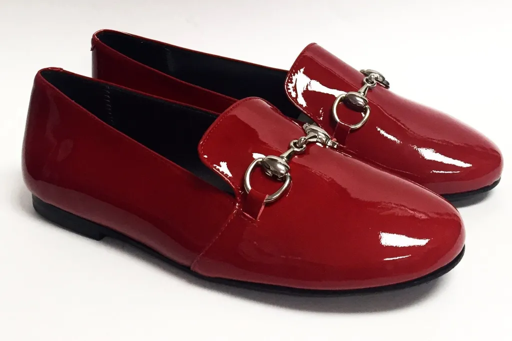 Papanatas Red Patent Buckle Smoking Slipper Discount