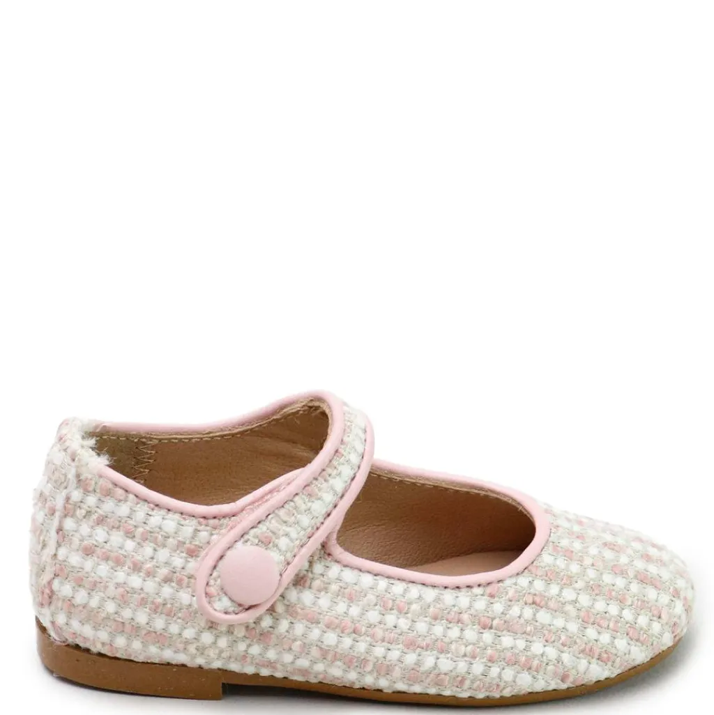 Papanatas Rose and White Linen Weave Mary Jane Best