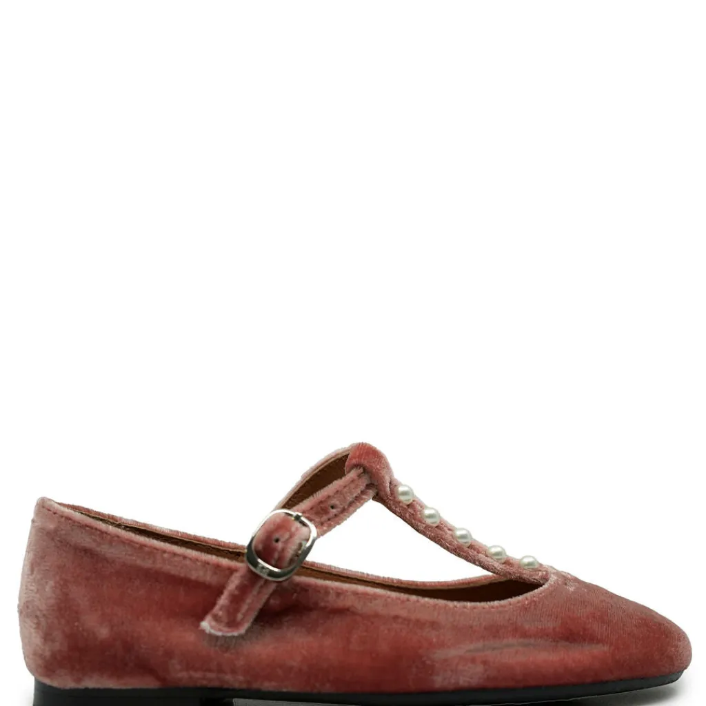Papanatas Rose Velvet Pearl Mary Jane Fashion