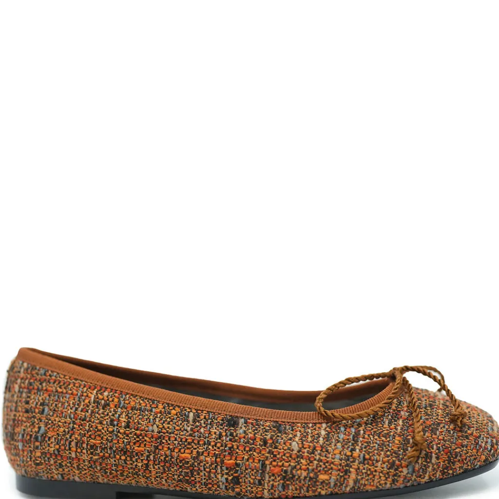 Papanatas Rust Tweed Square Toe Ballet Flat Fashion