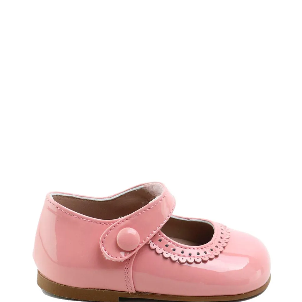 Papanatas Salmon Patent Scalloped Baby Shoe Clearance