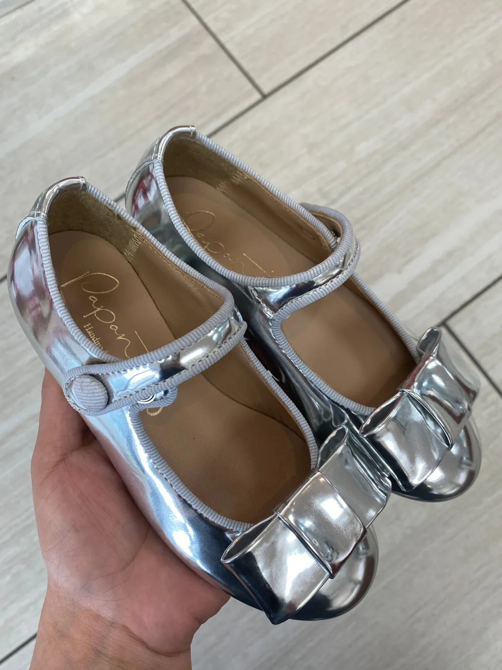 Papanatas Silver Mirror Bow Mary Jane Best