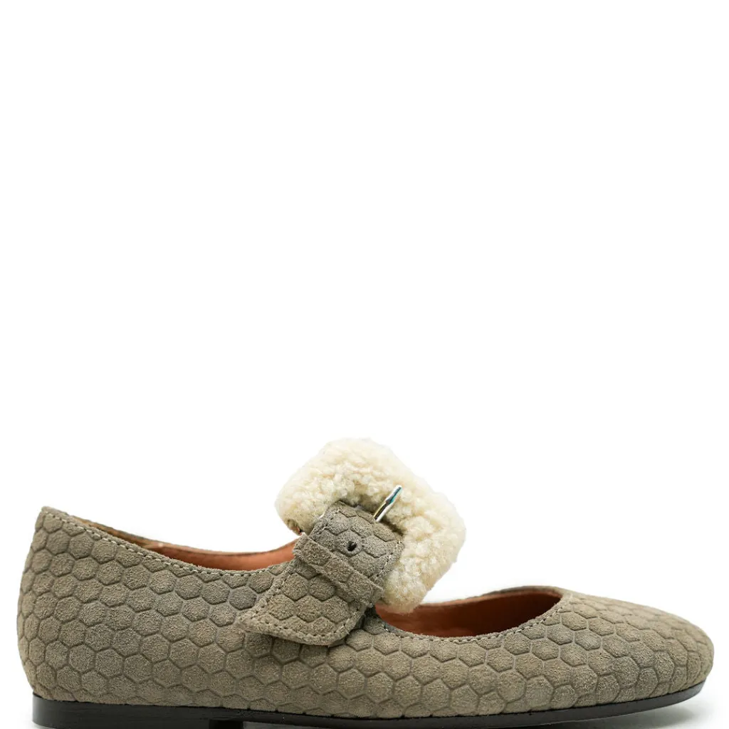 Papanatas Taupe Printed Buckle Mary Jane Discount