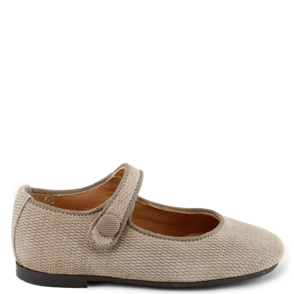 Papanatas Taupe Textured Mary Jane Fashion