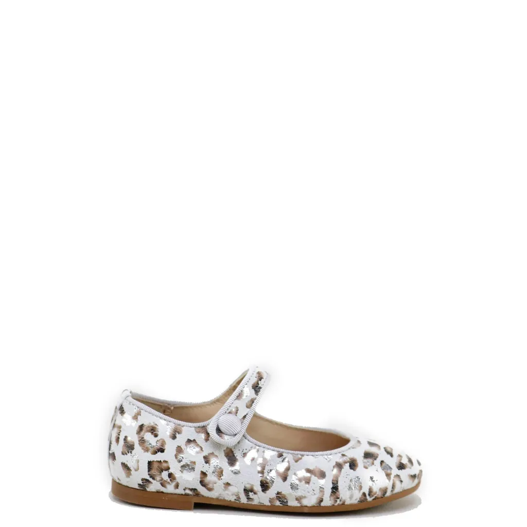 Papanatas White and Silver Leopard Mary Jane New