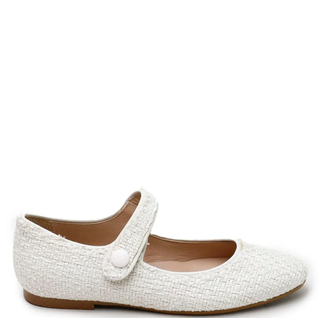 Papanatas White Linen Pointed Mary Jane Outlet