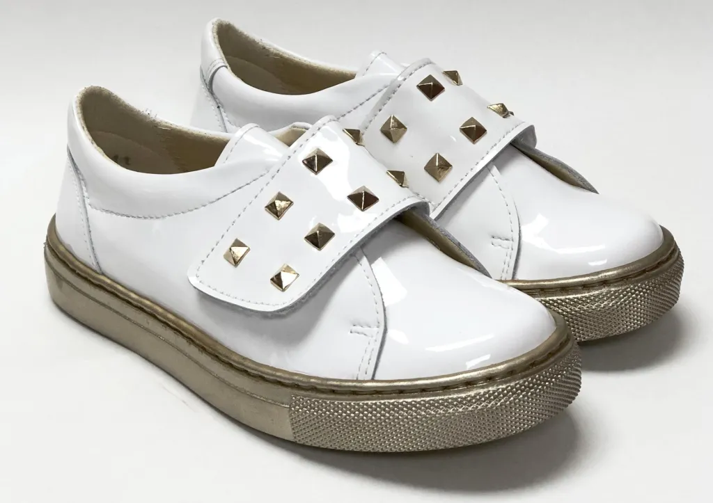 Papanatas White Stud Velcro Sneaker New