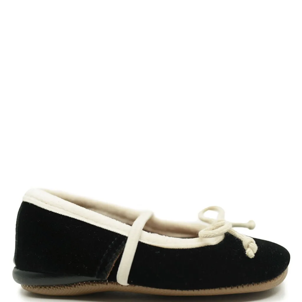 PèPè Pepe Black and Cream Velvet Bow Baby Slip On Shoe Sale